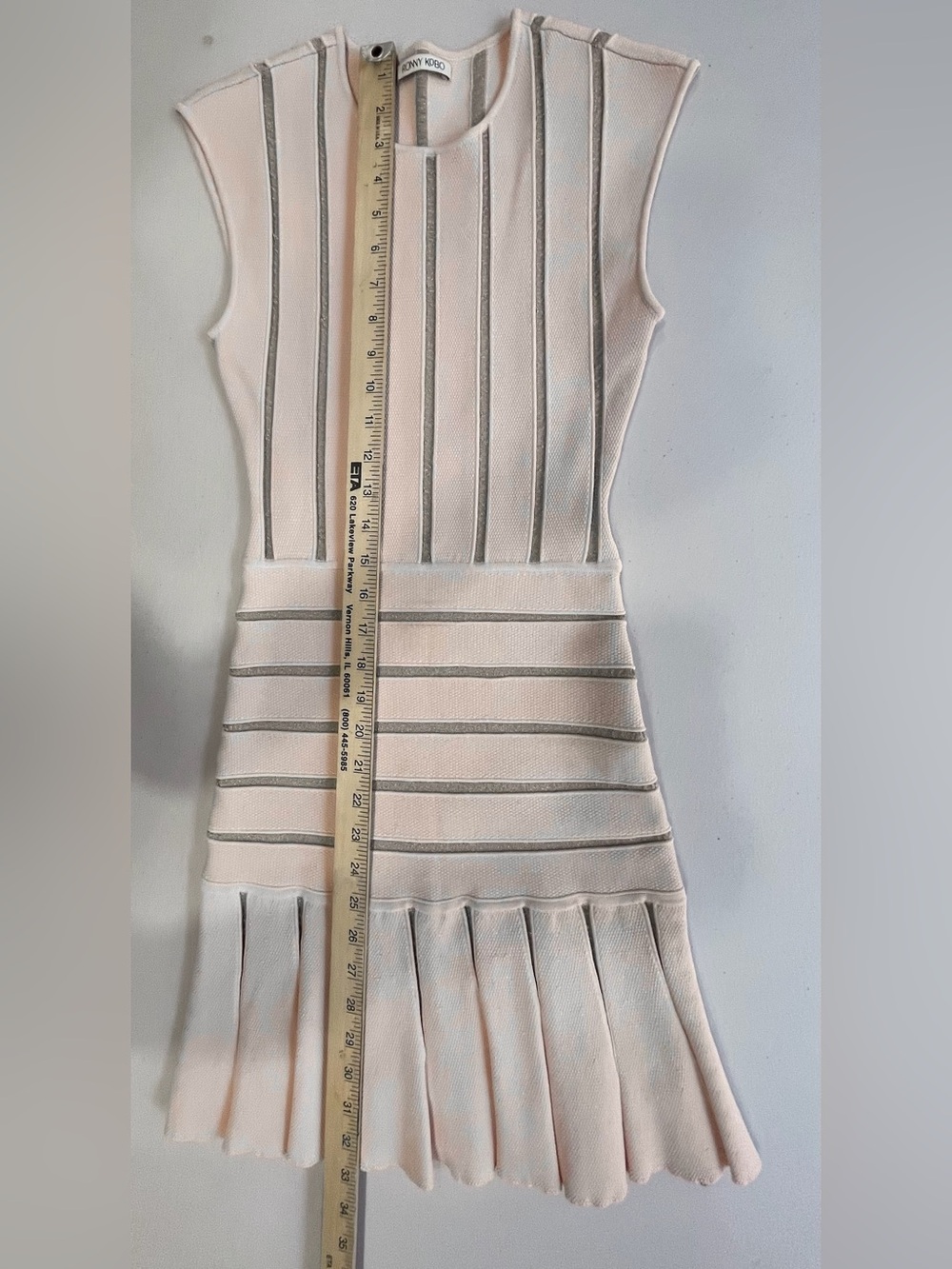 Ronny Kobo Blush Metallic Stripe Knit Fit & Flare Mini Dress Sz XS - Picture 9 of 11